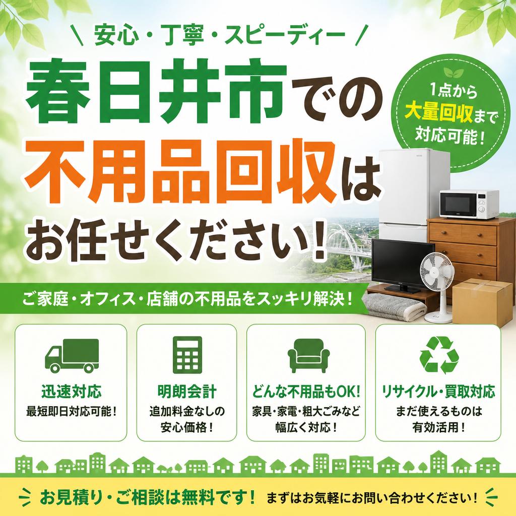 春日井市での不用品回収はお任せください！