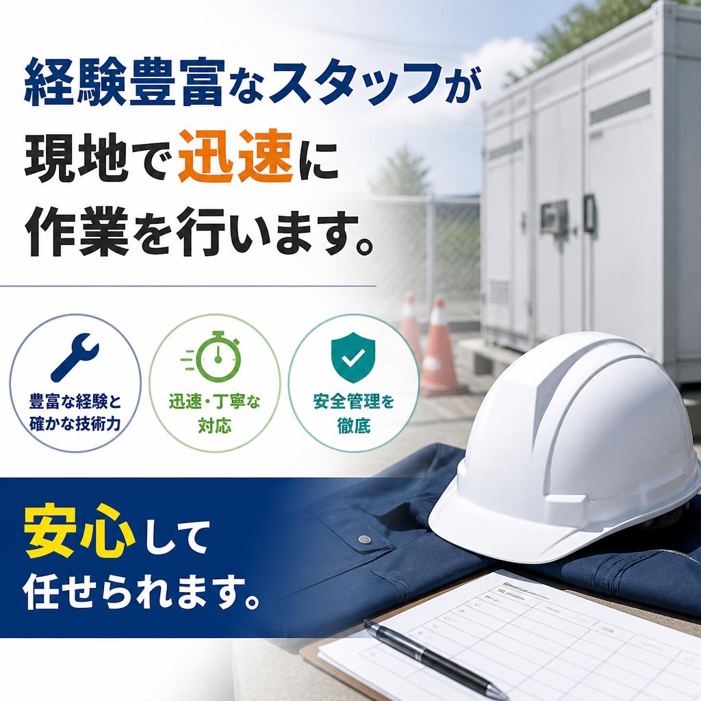 プロフェッショナルによる安全で迅速な作業