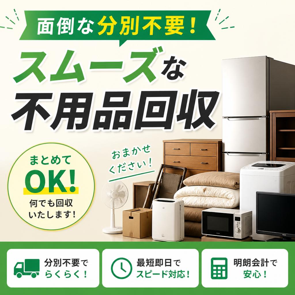 面倒な分別不要！スムーズな不用品回収