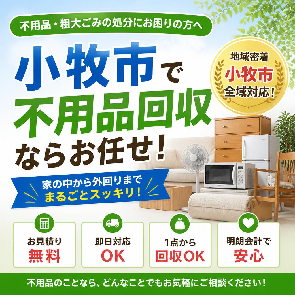 小牧市で不用品回収ならお任せ！