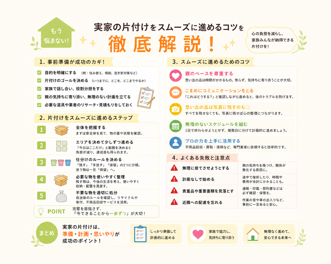 実家の片付けをスムーズに進めるコツを徹底解説！